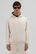 Basic Oversize Kapüşonlu Sweatshirt Taş