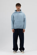 Basic Oversize Kapüşonlu Sweatshirt Koyu Mavi