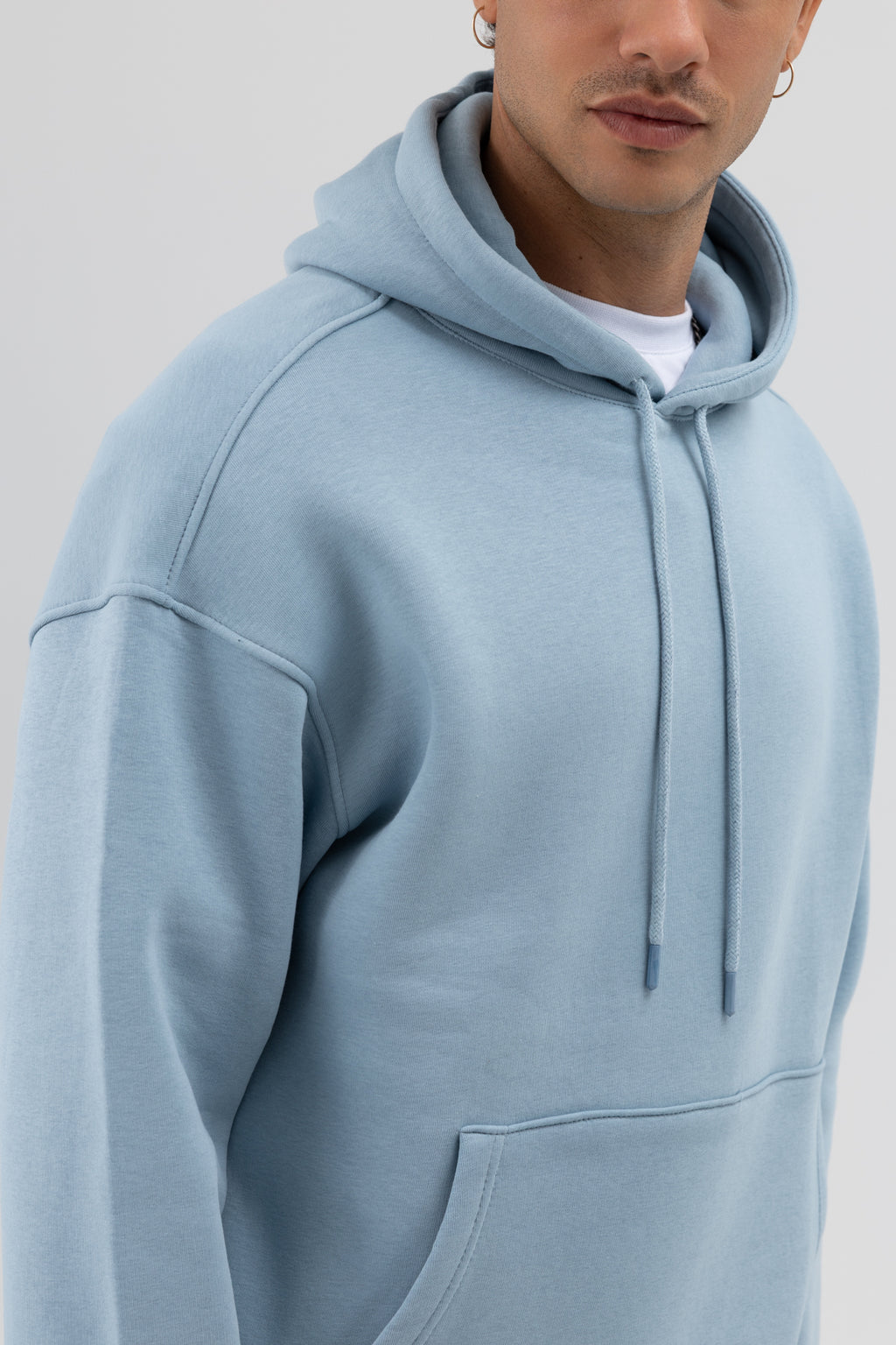 Basic Oversize Kapüşonlu Sweatshirt Koyu Mavi