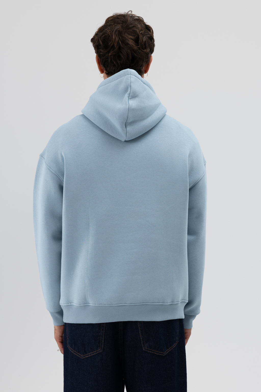 Basic Oversize Kapüşonlu Sweatshirt Koyu Mavi