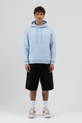 Basic Oversize Kapüşonlu Sweatshirt Bebe Mavi