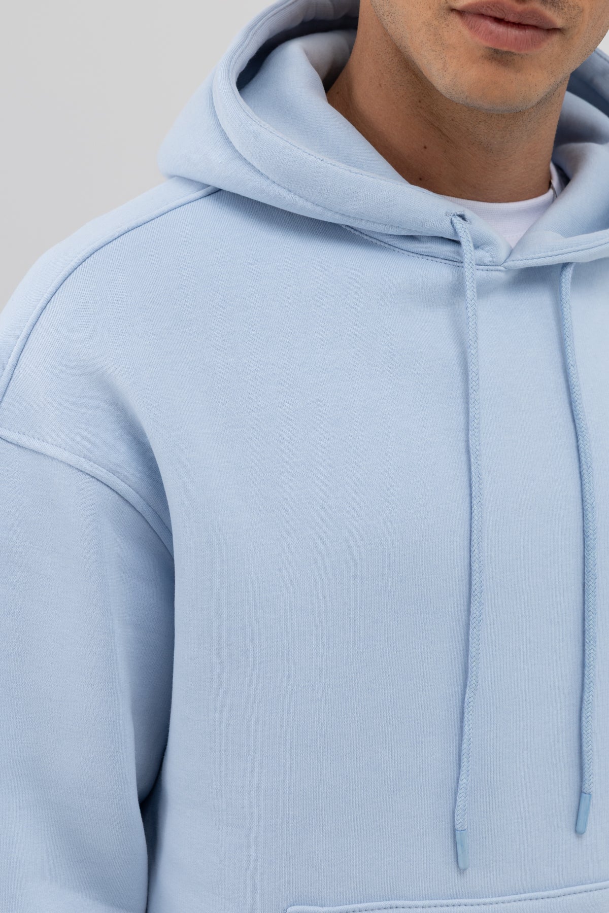 Basic Oversize Kapüşonlu Sweatshirt Bebe Mavi