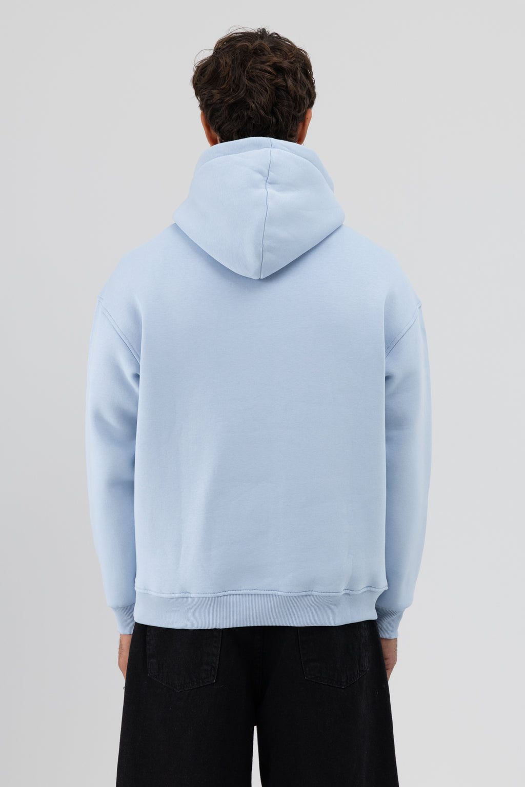 Basic Oversize Kapüşonlu Sweatshirt Bebe Mavi