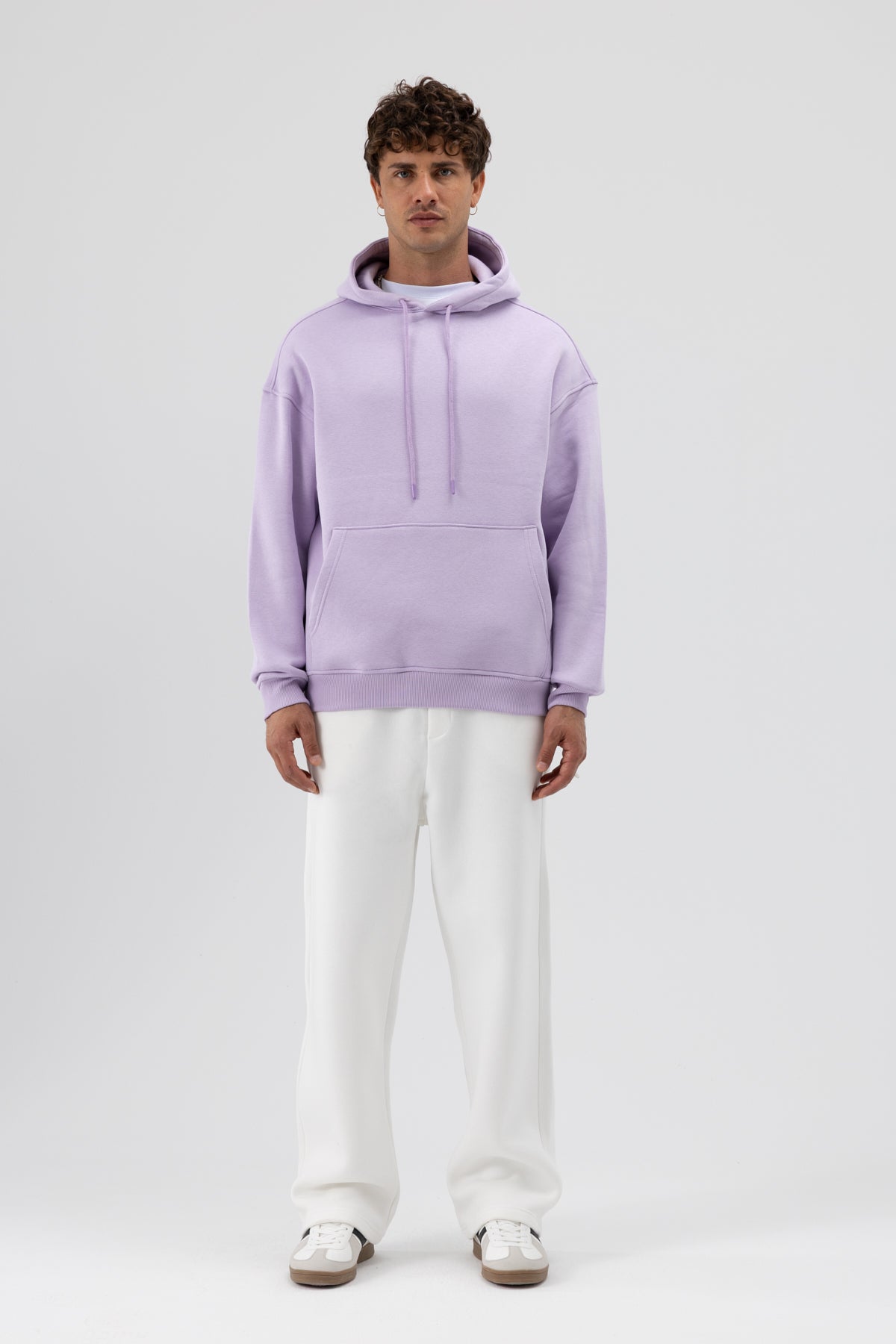 Basic Oversize Kapüşonlu Sweatshirt Lila