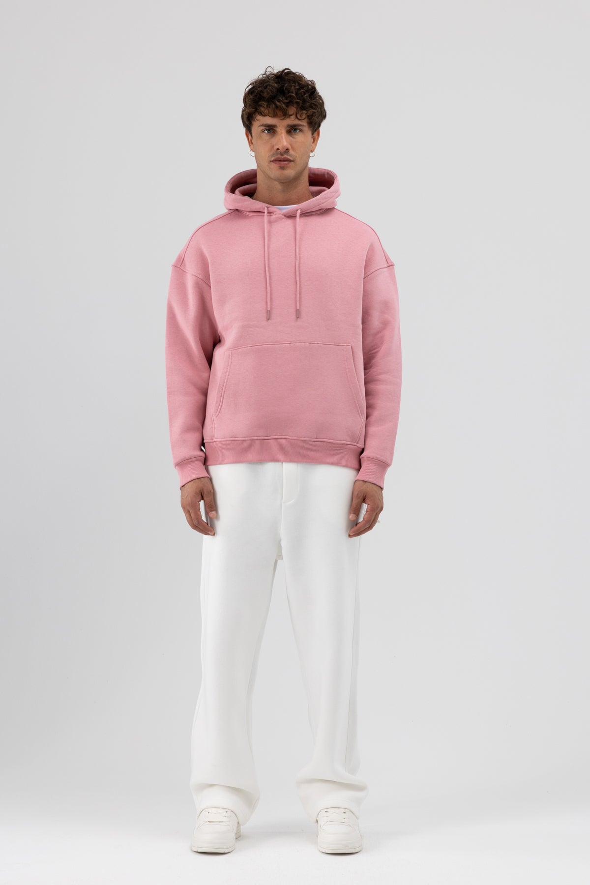Basic Oversize Kapüşonlu Sweatshirt Somon