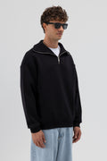 Basic Fermuarlı Dik Yaka Sweatshirt Siyah