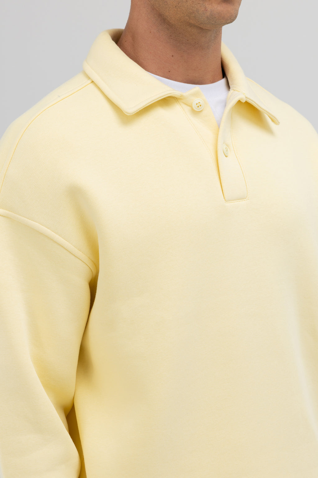 Basic Polo Yaka Sweatshirt Sarı