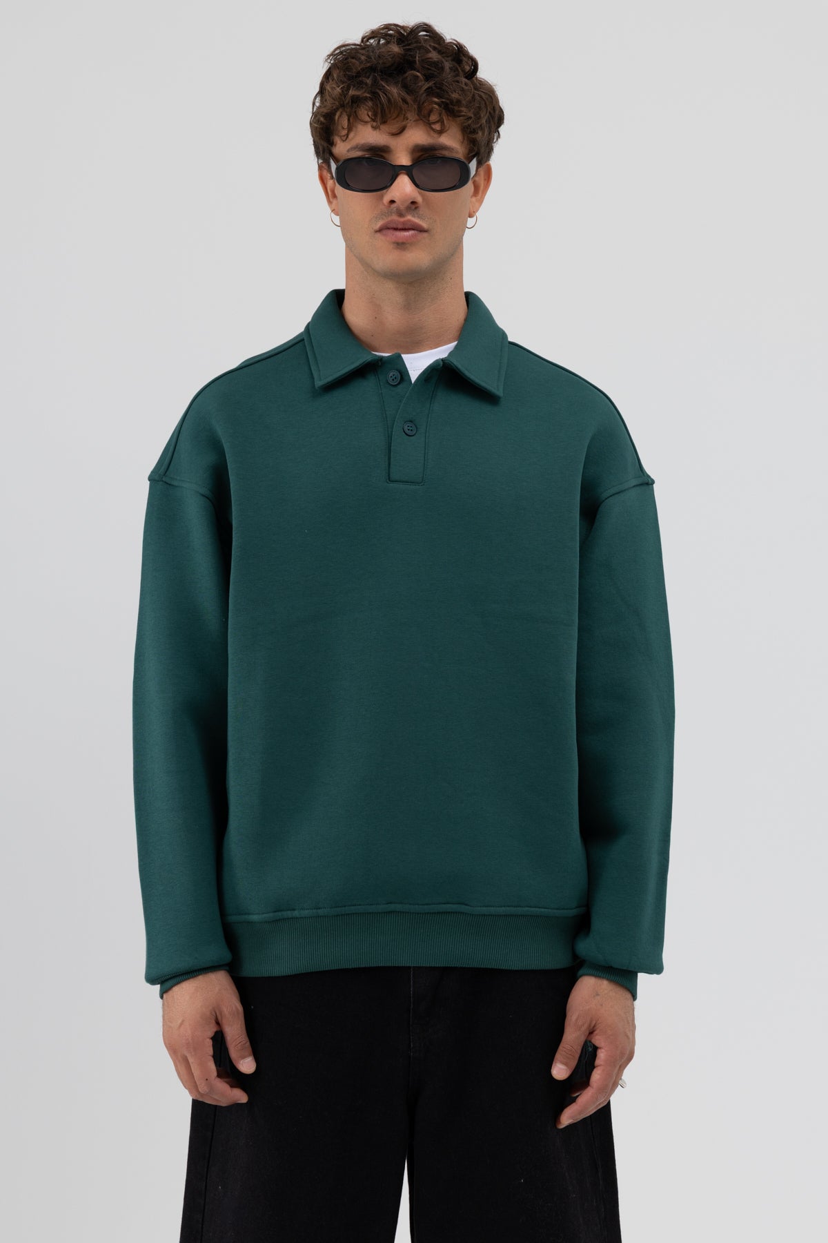 Basic Polo Yaka Sweatshirt Nefti