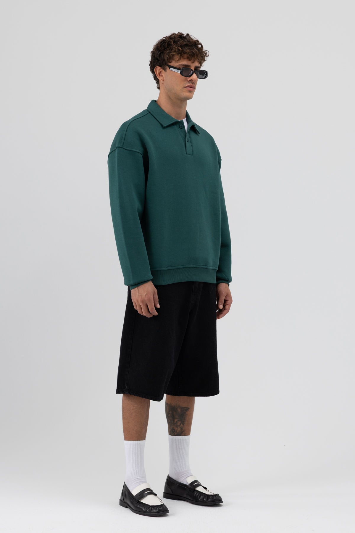 Basic Polo Yaka Sweatshirt Nefti