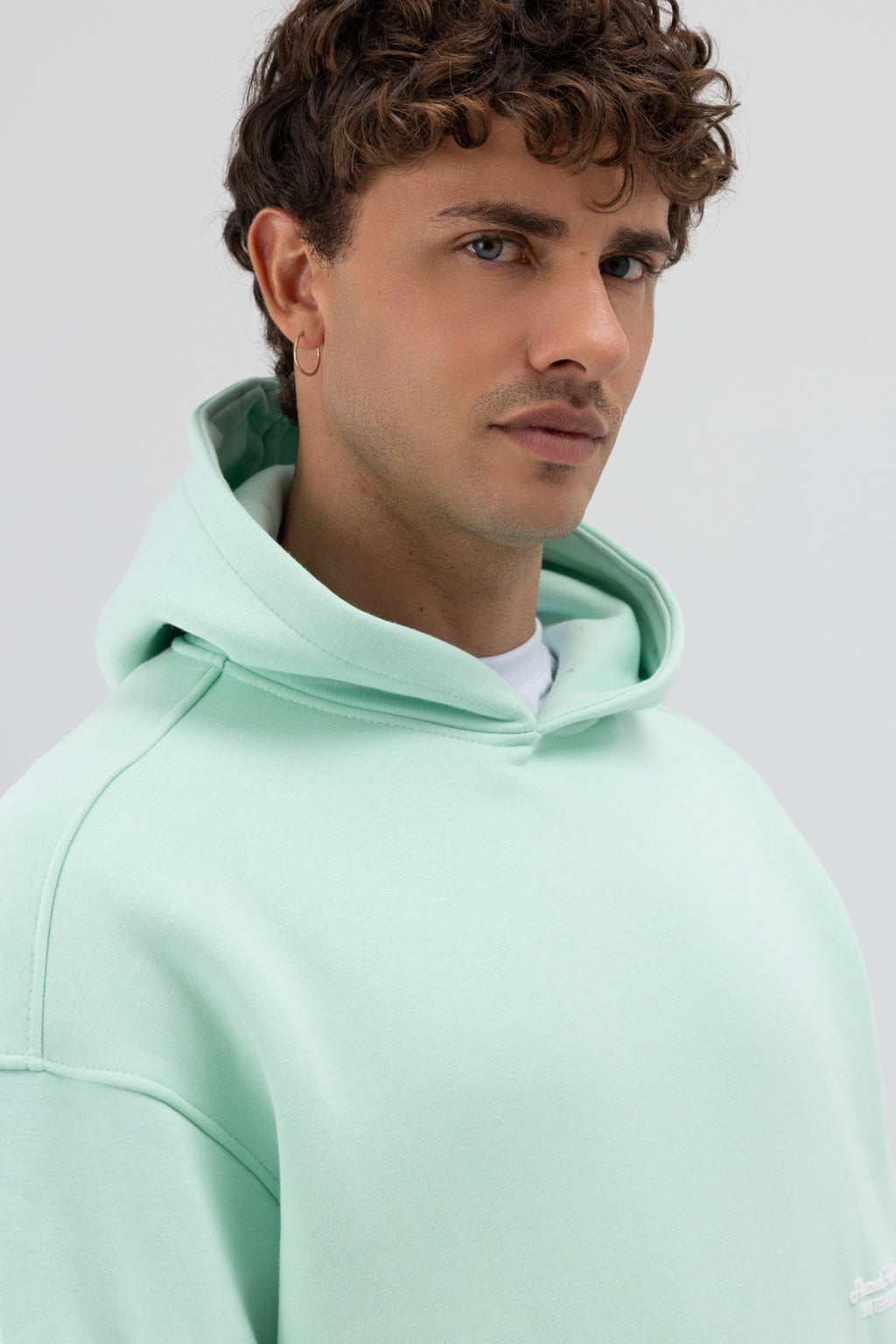 Oversize Kapüşonlu Baskılı Sweatshirt Mint