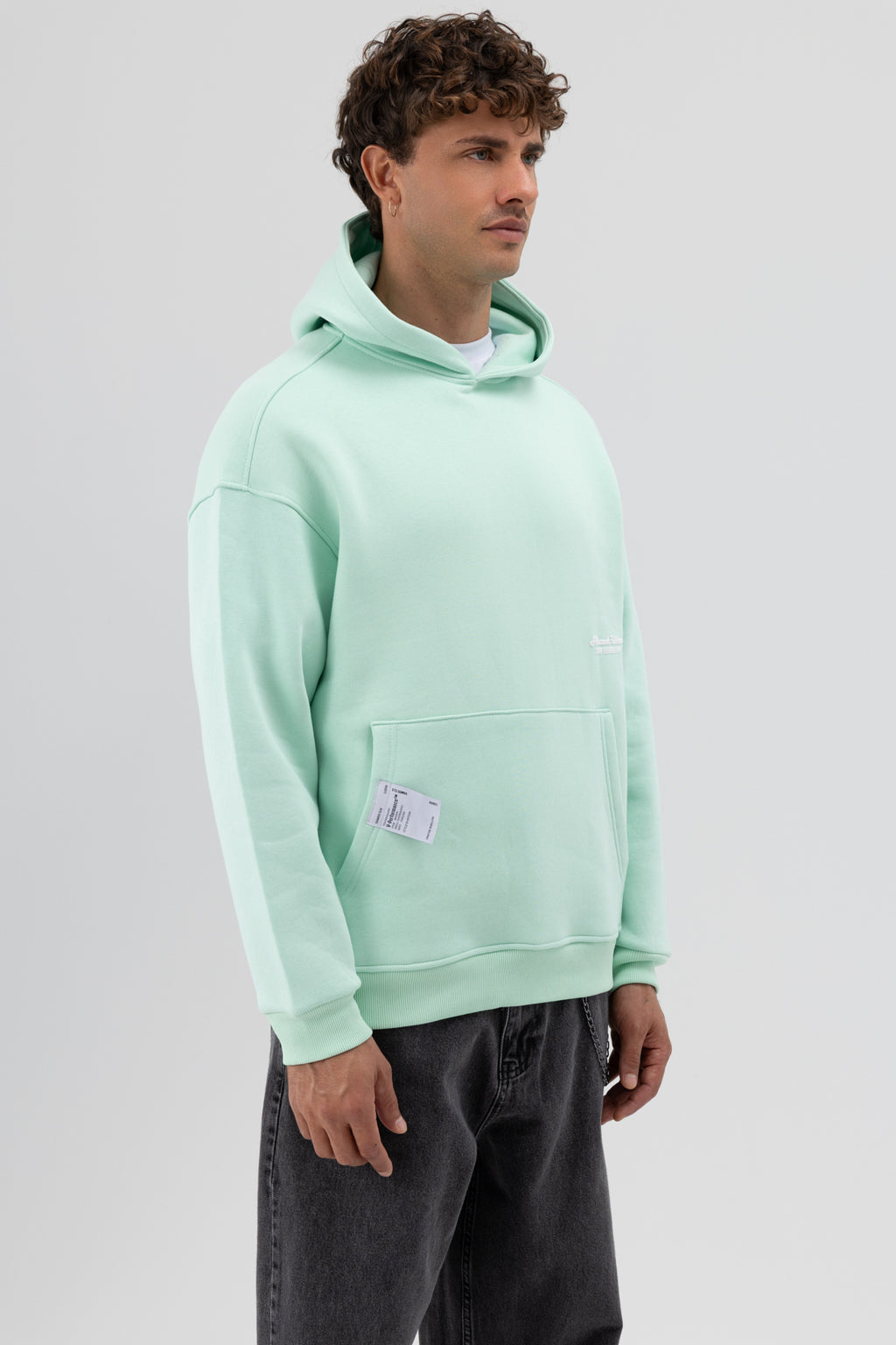 Oversize Kapüşonlu Baskılı Sweatshirt Mint