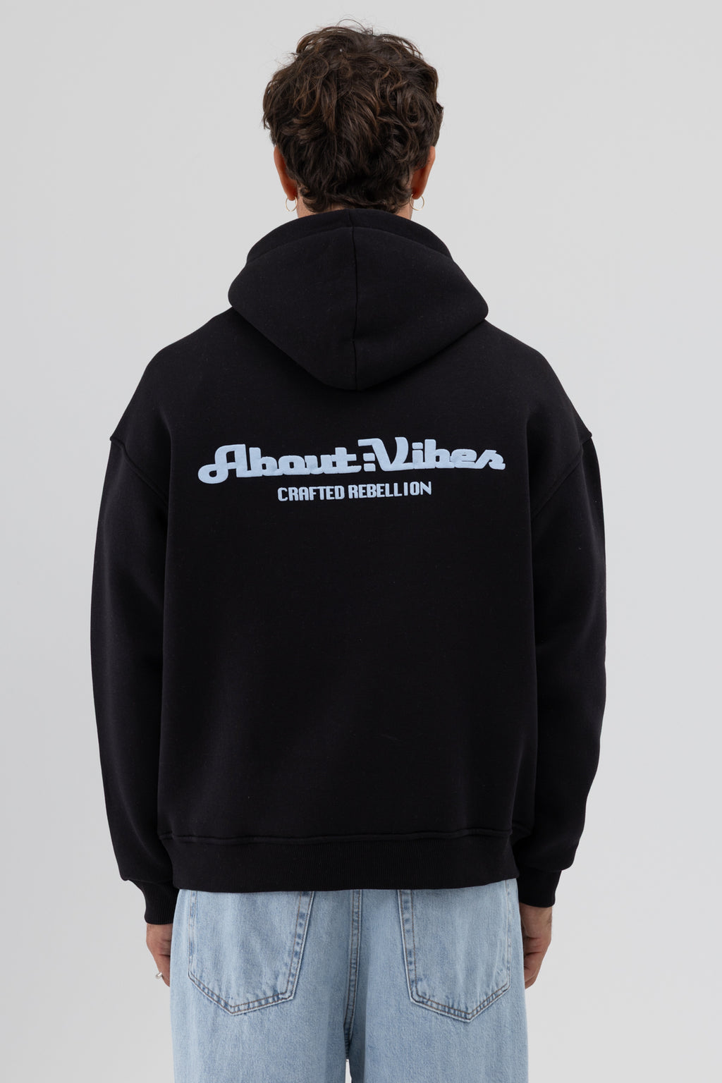 Oversize Kapüşonlu Baskılı Sweatshirt Siyah