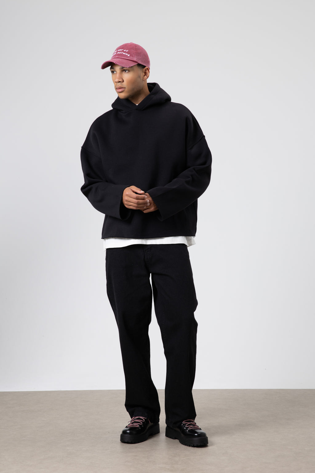 Basic Oversize Dikişsiz Kapüşonlu Sweatshirt Siyah