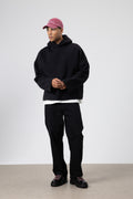 Basic Oversize Dikişsiz Kapüşonlu Sweatshirt Siyah