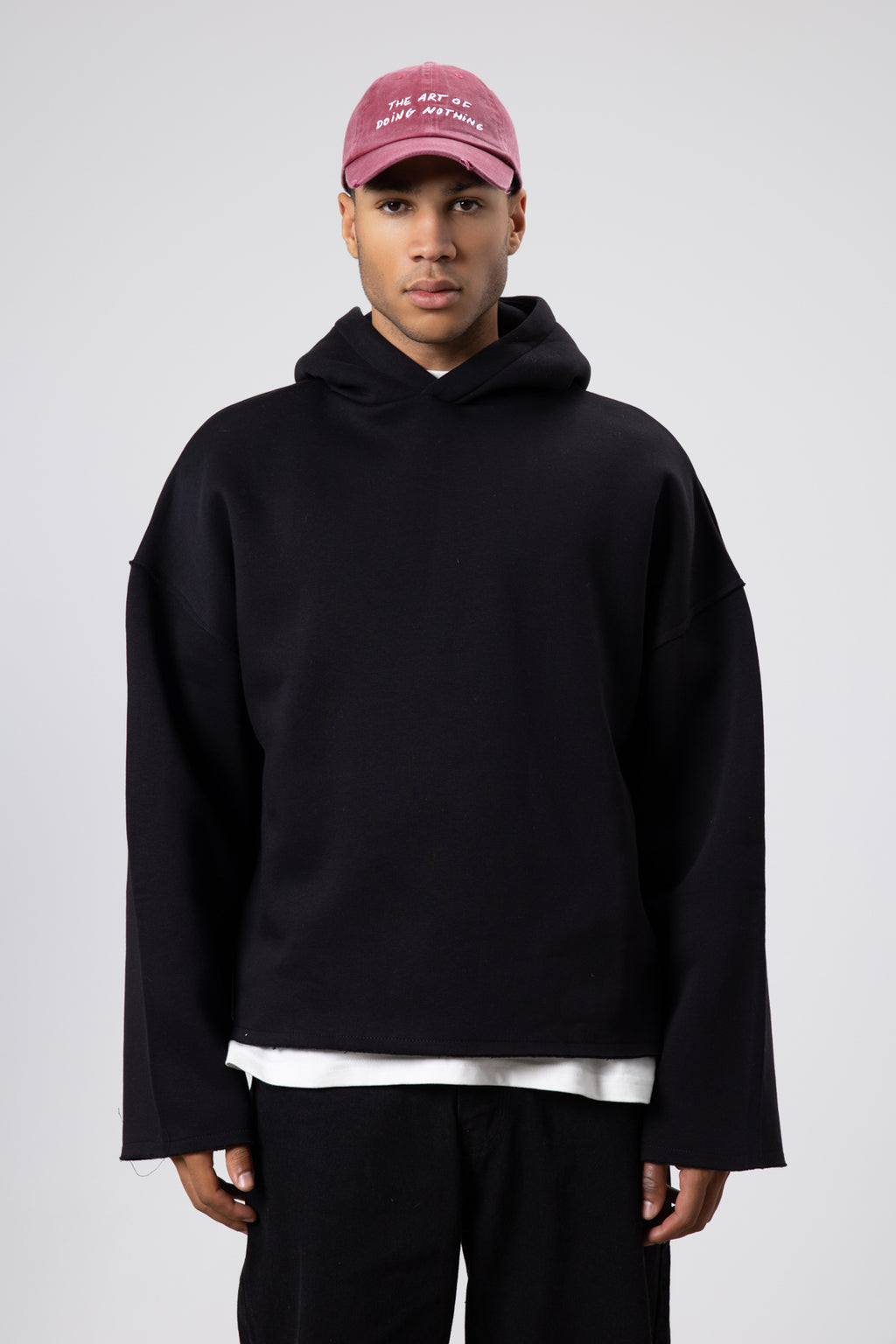 Basic Oversize Dikişsiz Kapüşonlu Sweatshirt Siyah