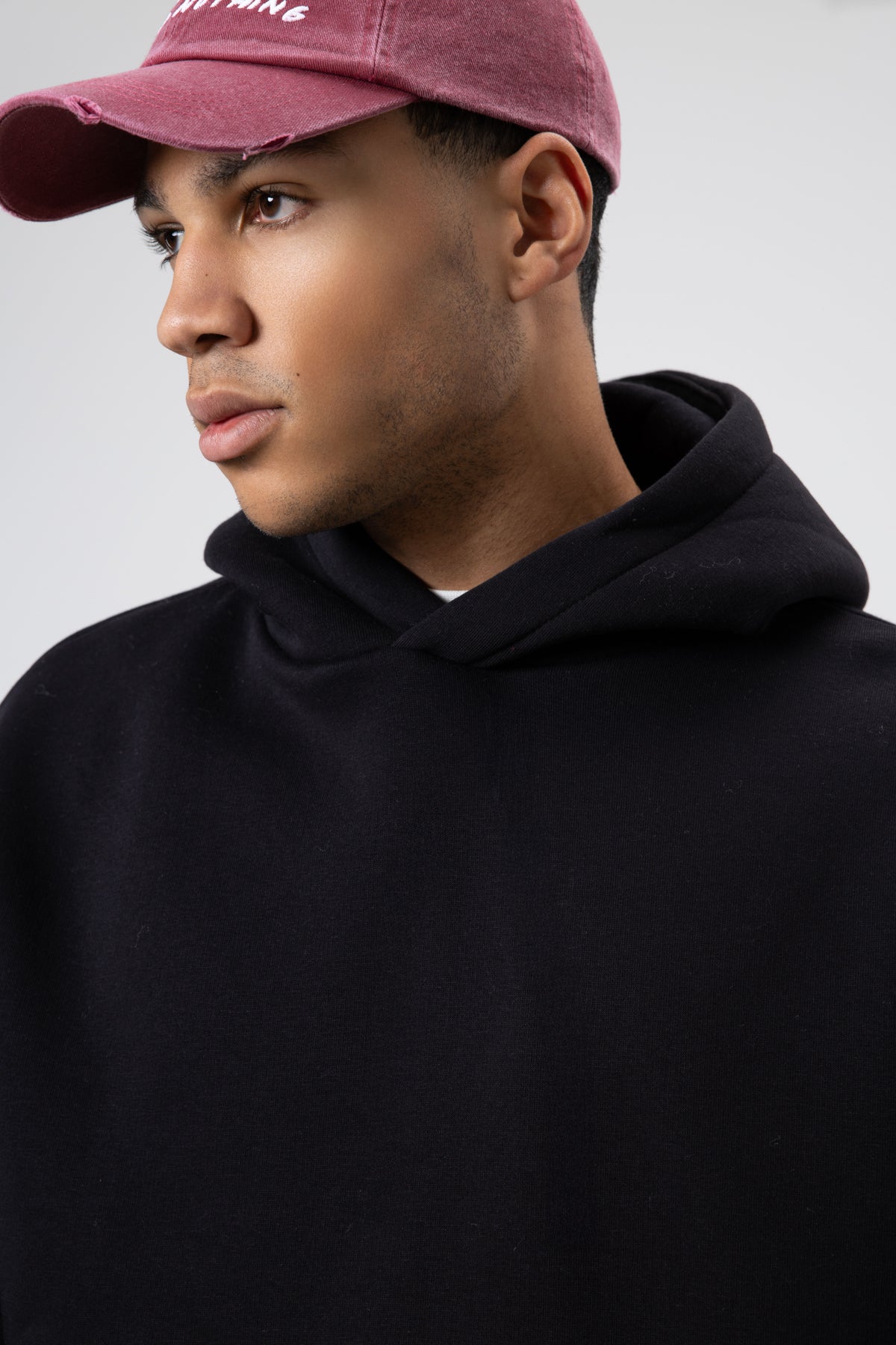 Basic Oversize Dikişsiz Kapüşonlu Sweatshirt Siyah