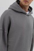 Basic Oversize Dikişsiz Kapüşonlu Sweatshirt Füme