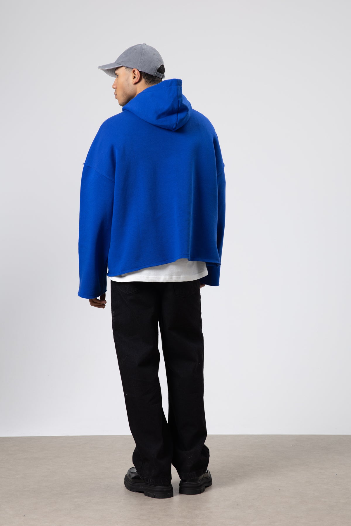 Basic Oversize Dikişsiz Kapüşonlu Sweatshirt Saks