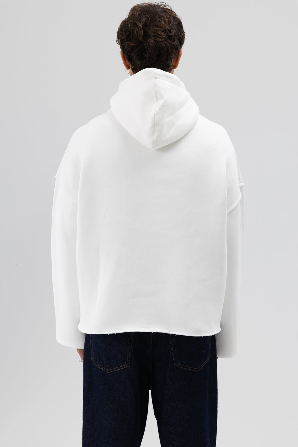 Basic Oversize Dikişsiz Kapüşonlu Sweatshirt Ekru