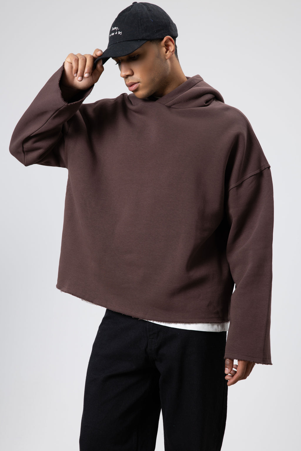 Basic Oversize Dikişsiz Kapüşonlu Sweatshirt Kahve