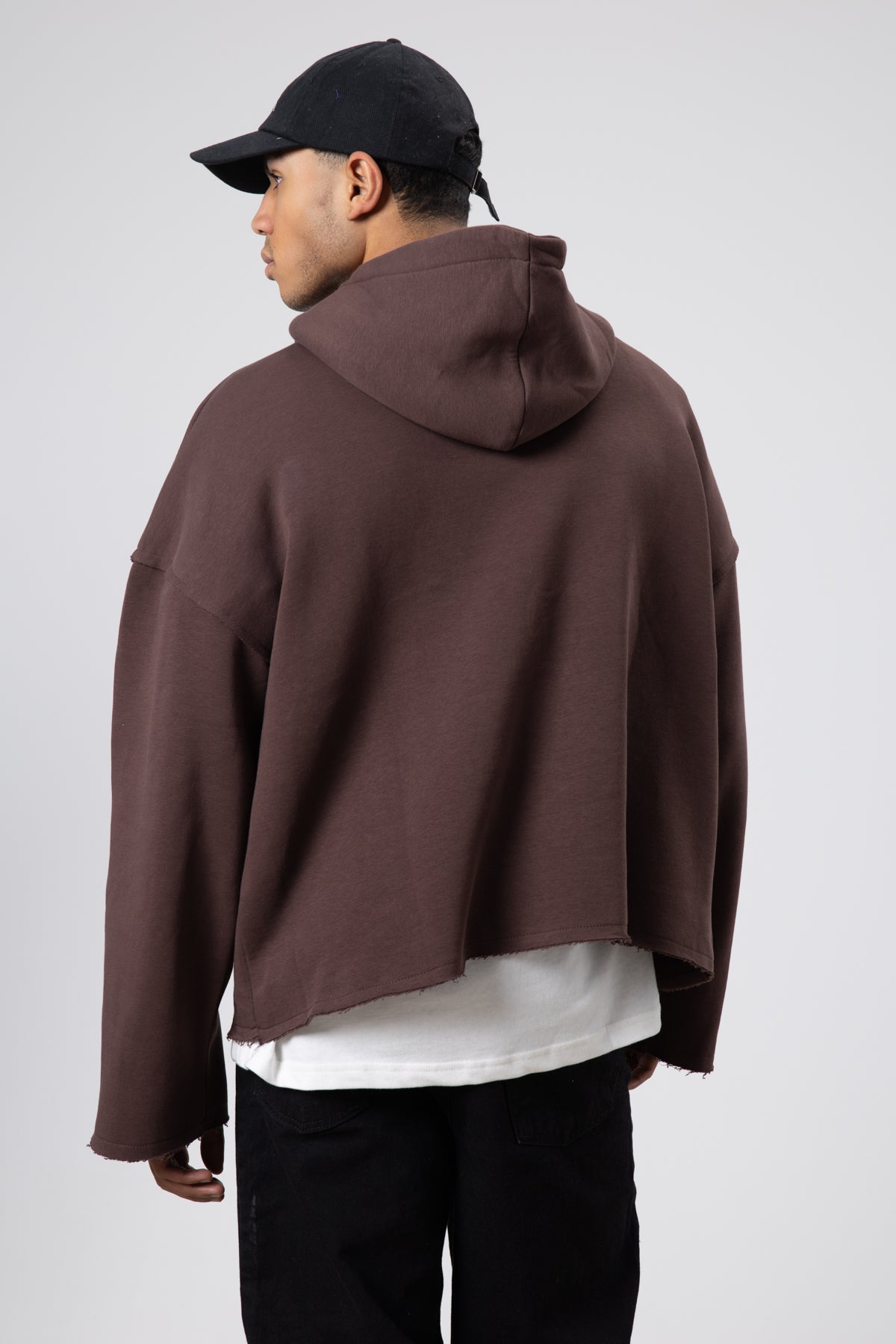 Basic Oversize Dikişsiz Kapüşonlu Sweatshirt Kahve