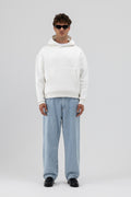 Basic Kapüşonlu Boxy Fit Sweatshirt Ekru