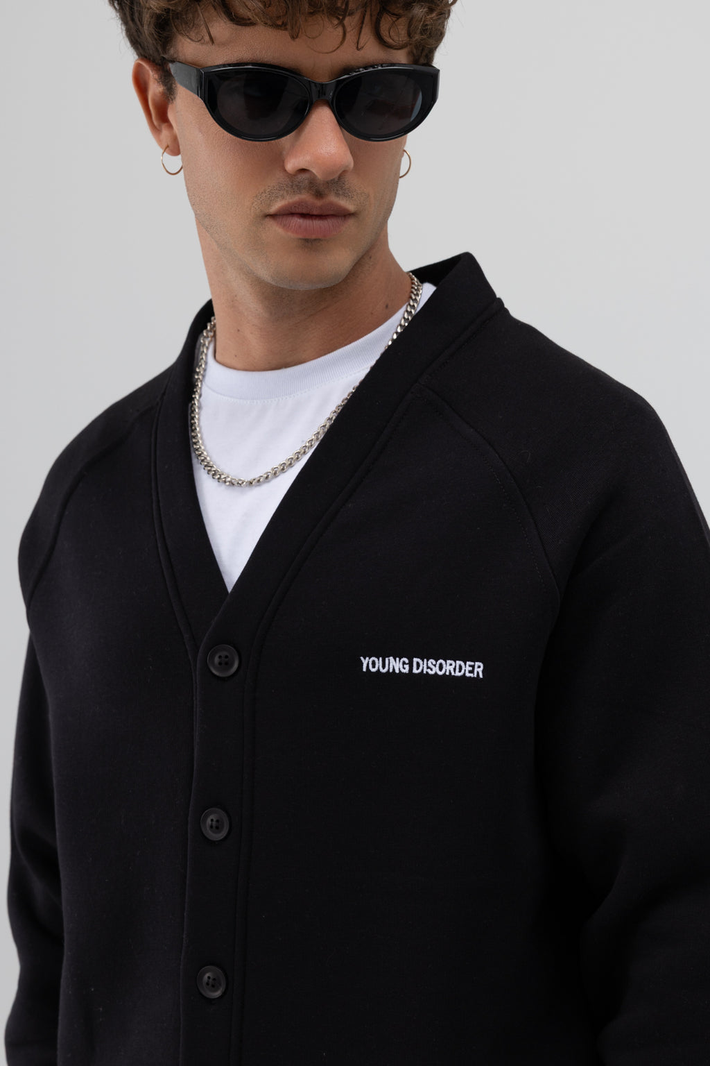 Oversize Düğmeli Sweatshirt Siyah