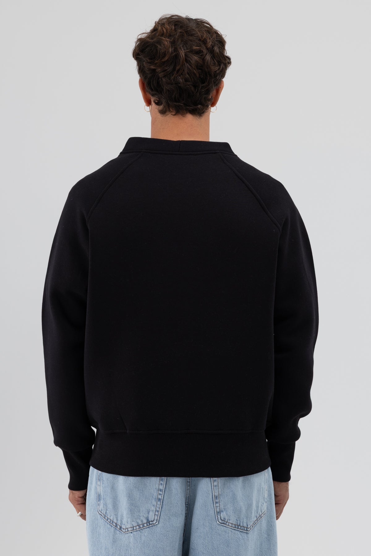 Oversize Düğmeli Sweatshirt Siyah
