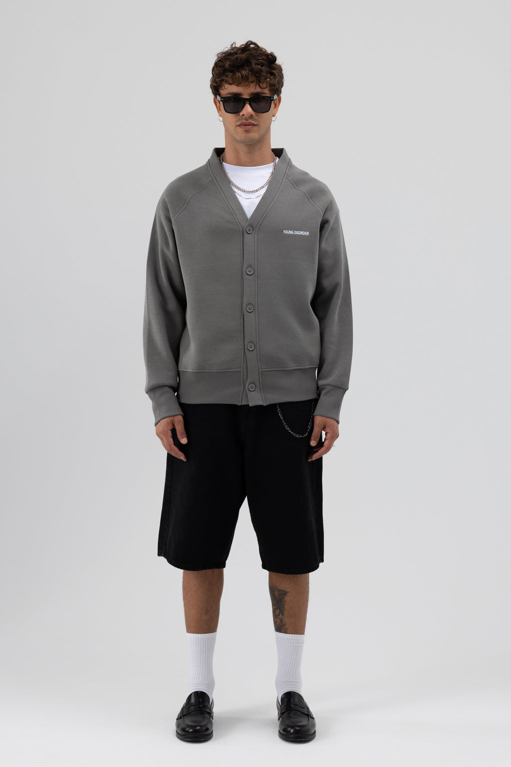 Oversize Düğmeli Sweatshirt Füme