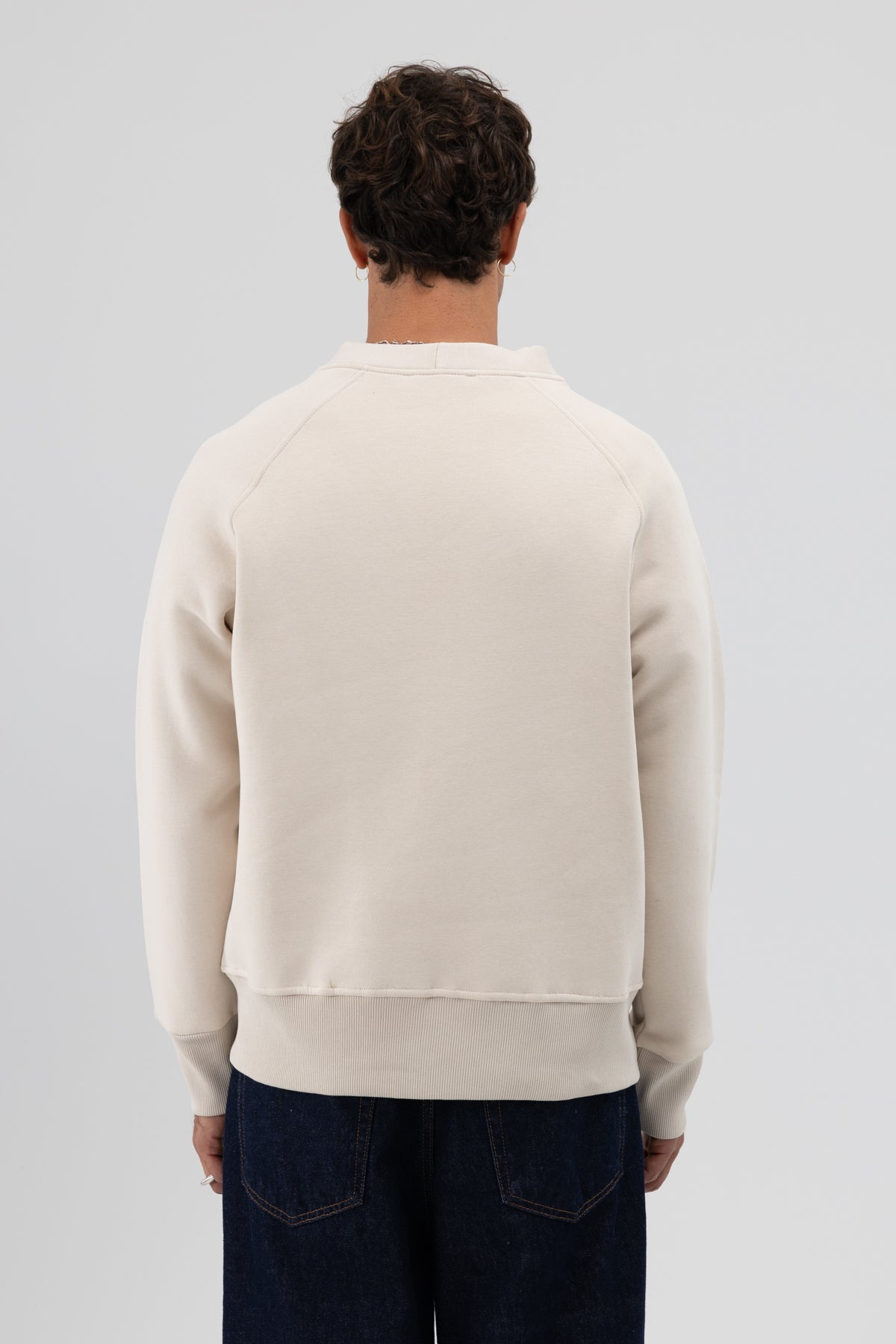 Oversize Düğmeli Sweatshirt Taş