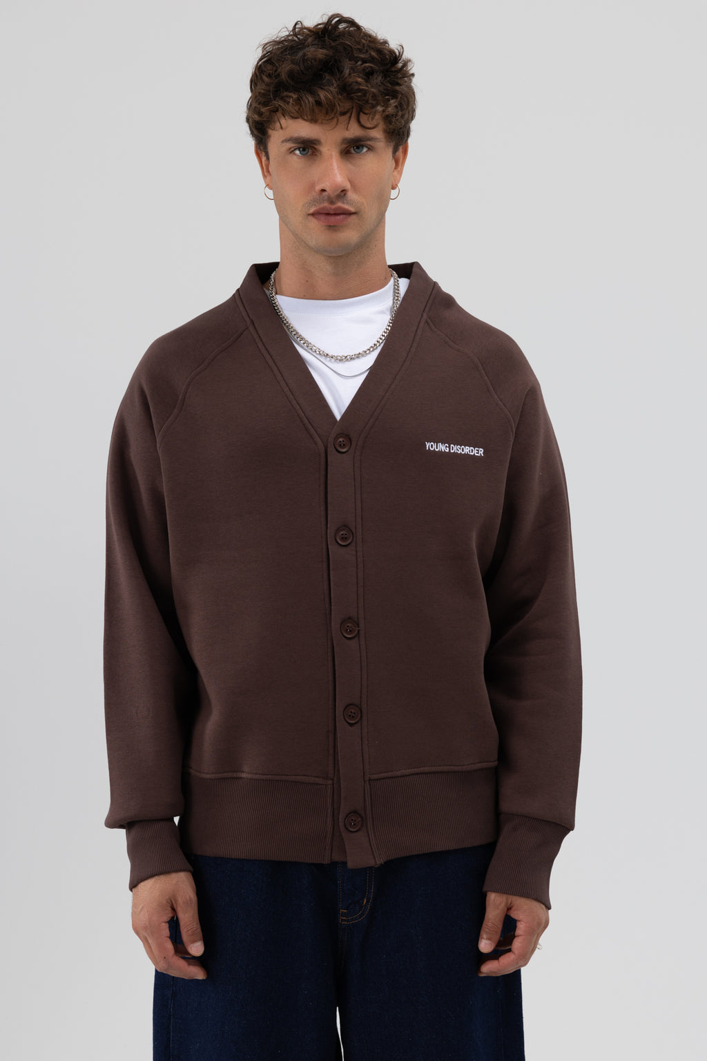 Oversize Düğmeli Sweatshirt Kahve