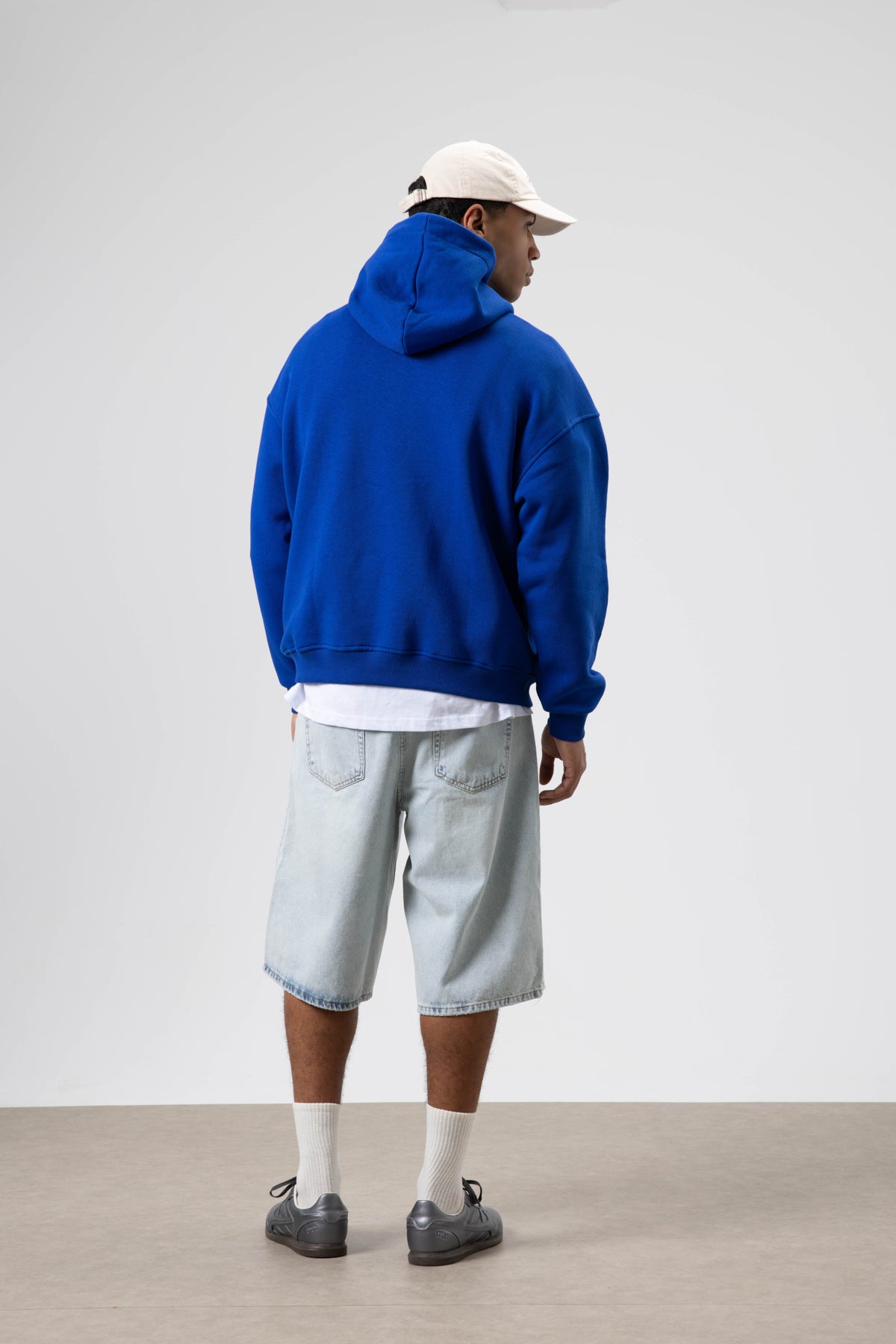 Oversize Fular Detaylı Kapüşonlu Sweatshirt Saks