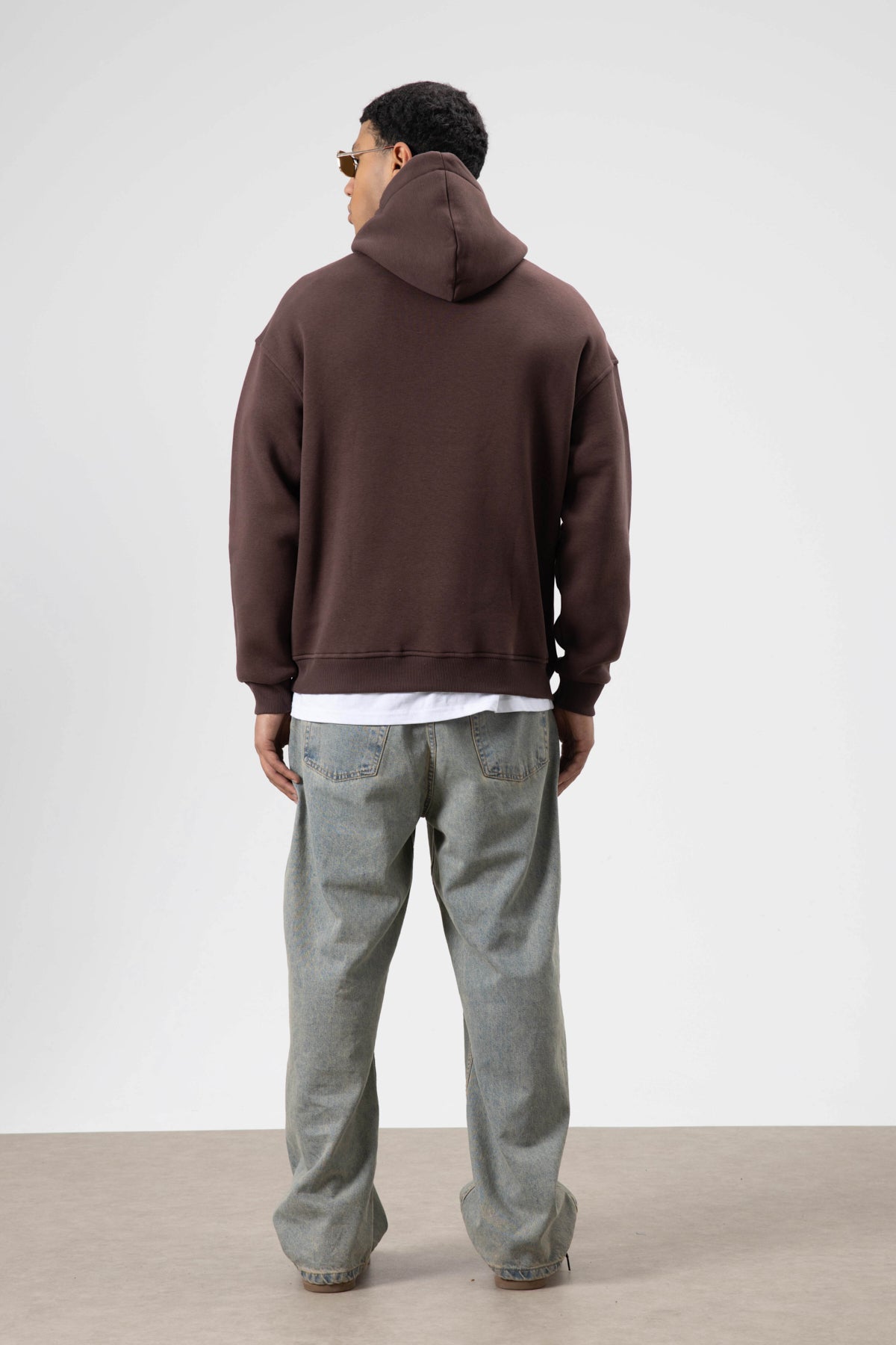 Oversize Fular Detaylı Kapüşonlu Sweatshirt Kahve