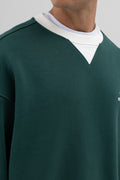 Oversize Bisiklet Yaka Baskılı Sweatshirt Nefti