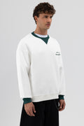 Oversize Bisiklet Yaka Baskılı Sweatshirt Ekru
