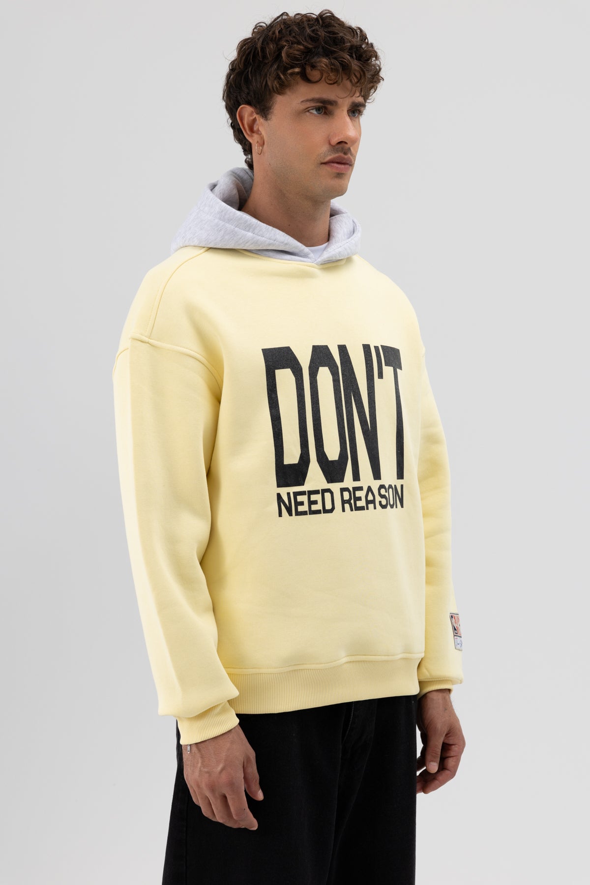 Çift Renk Baskılı Oversize Sweatshirt Sarı