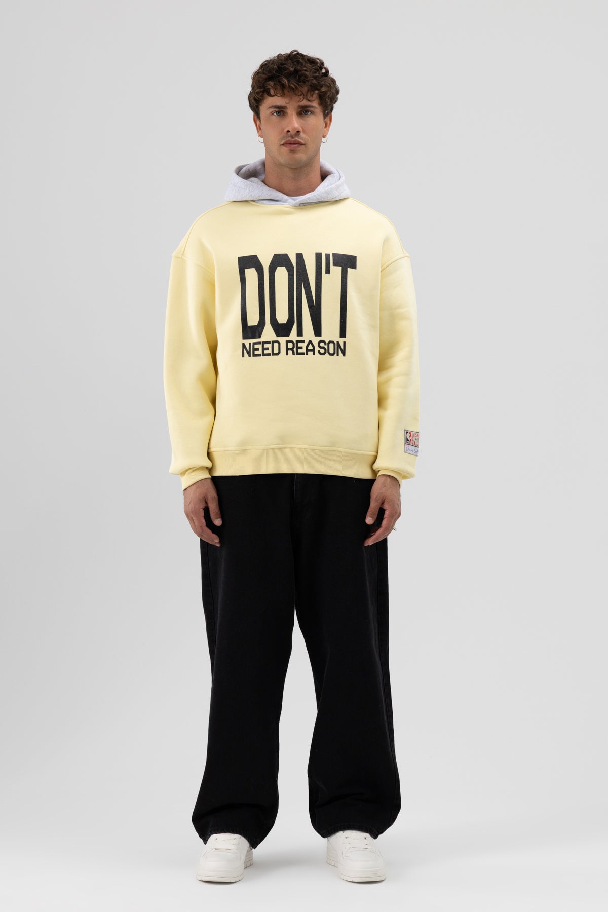 Çift Renk Baskılı Oversize Sweatshirt Sarı
