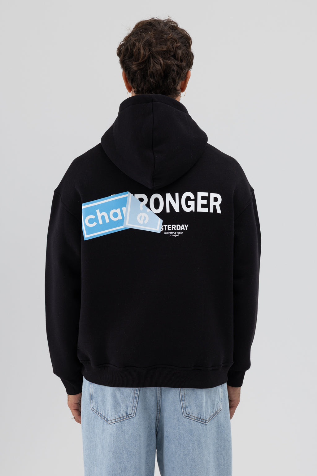 Oversize Arka Baskılı Sweatshirt Siyah
