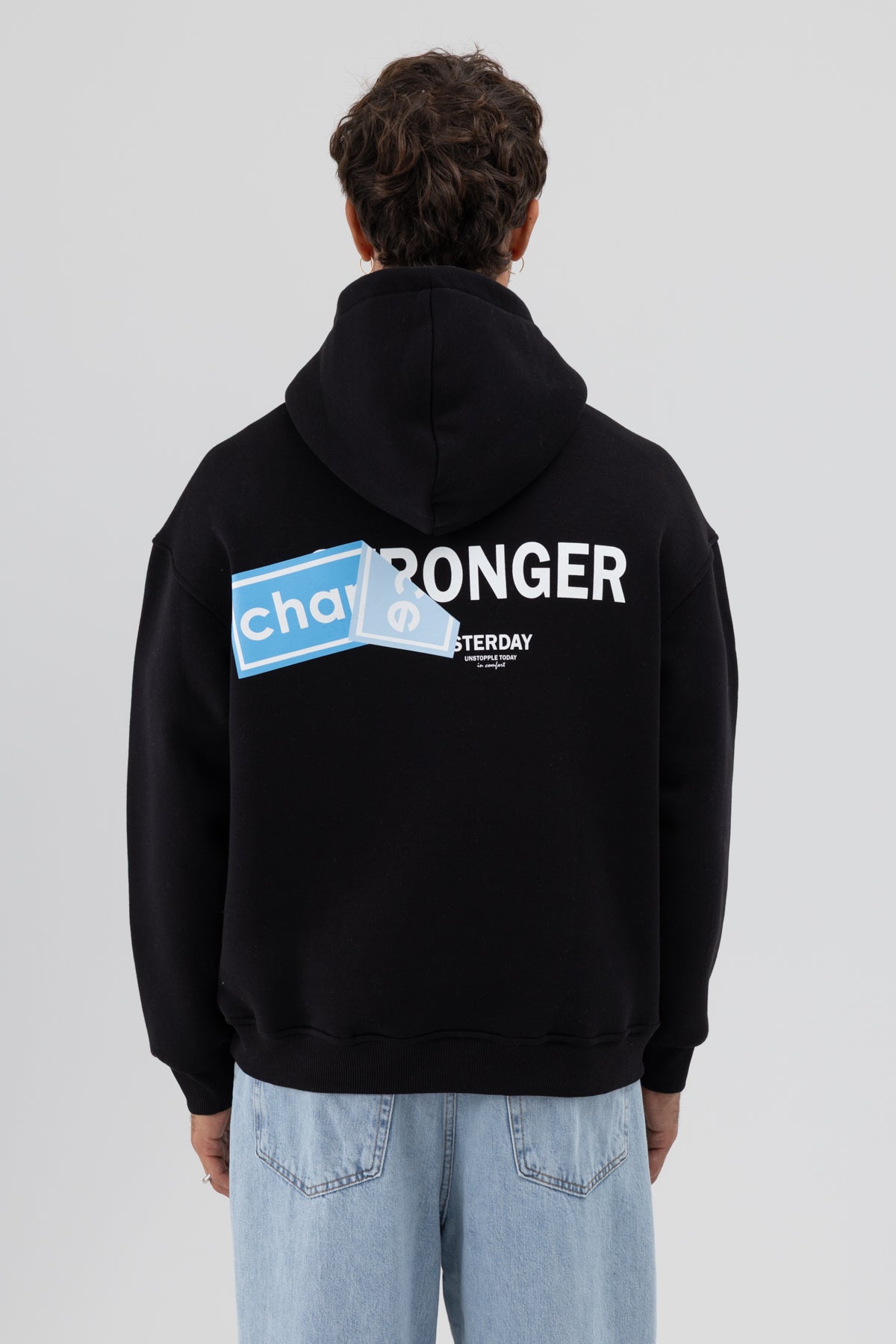 Oversize Arka Baskılı Sweatshirt Siyah