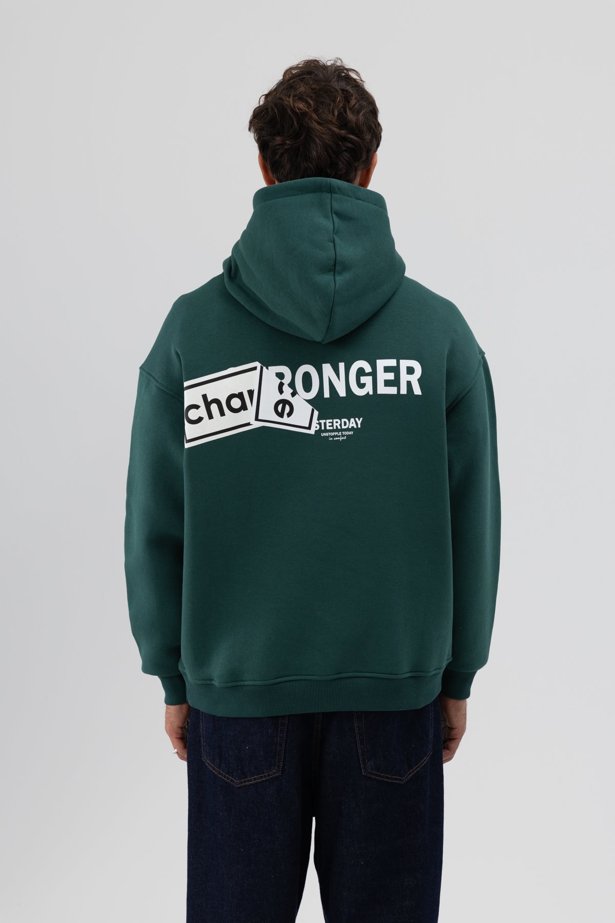 Oversize Arka Baskılı Sweatshirt Nefti