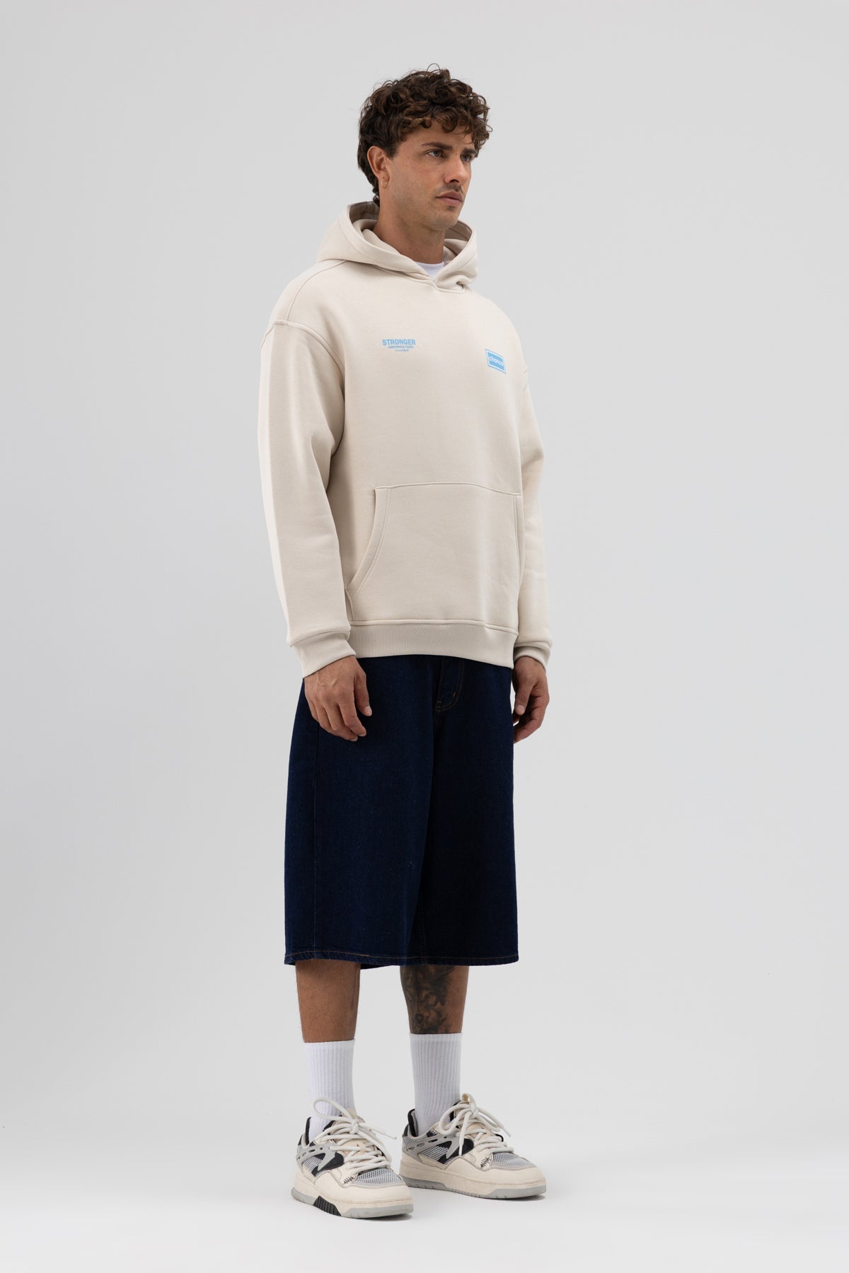 Oversize Arka Baskılı Sweatshirt Taş