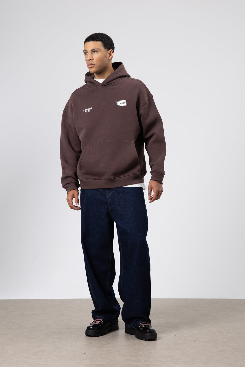 Oversize Arka Baskılı Sweatshirt Kahve
