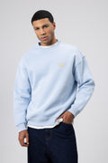 Oversize Bisiklet Yaka Baskılı Sweatshirt Bebe Mavi