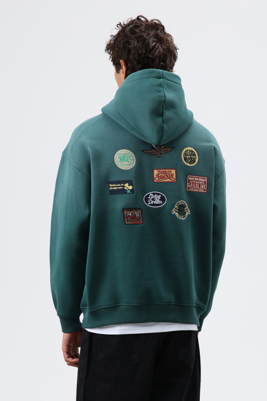 Oversize Baskılı Kapüşonlu Sweatshirt Nefti