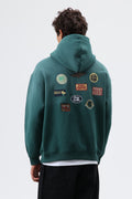 Oversize Baskılı Kapüşonlu Sweatshirt Nefti