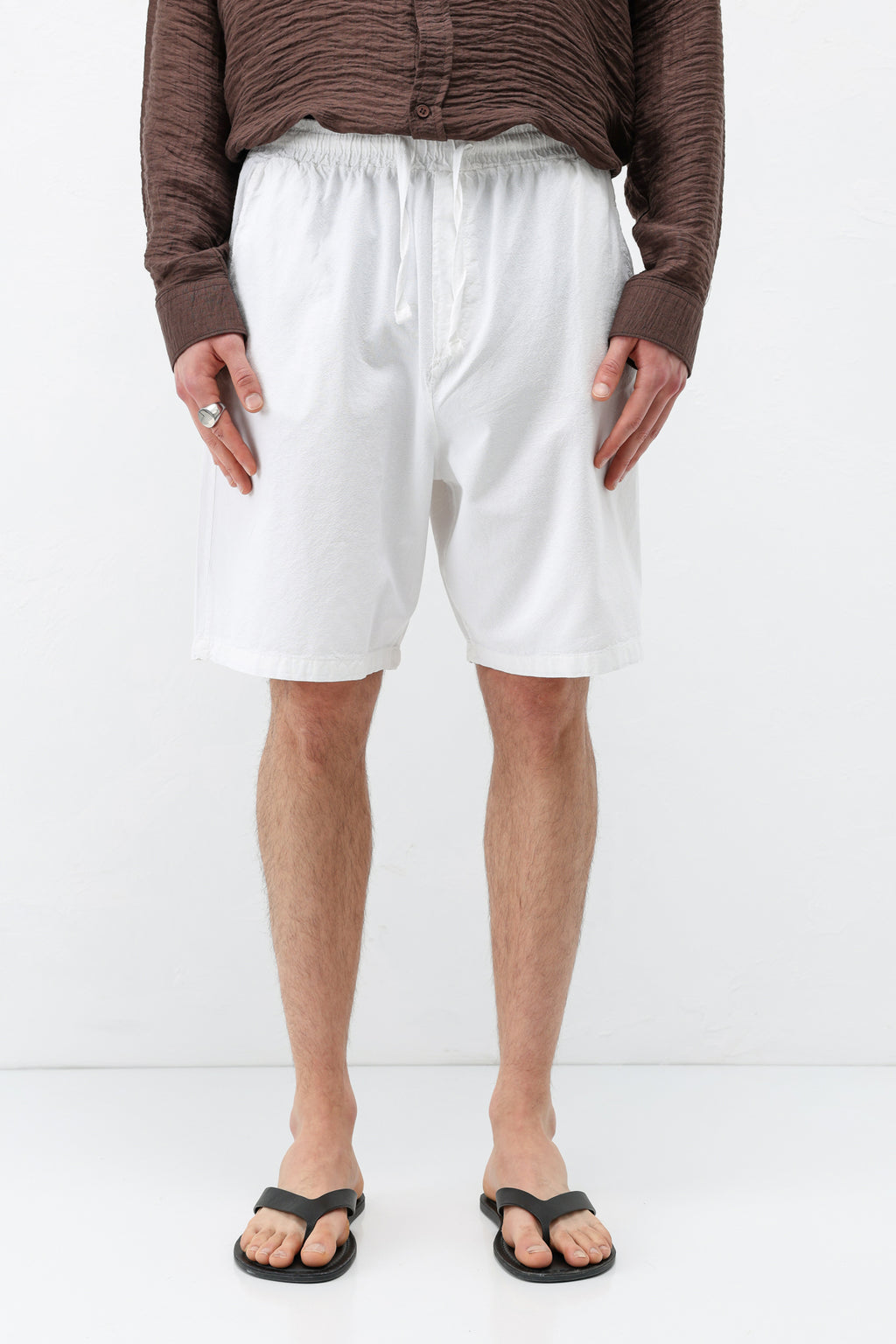 Oversize Keten Şort Ekru
