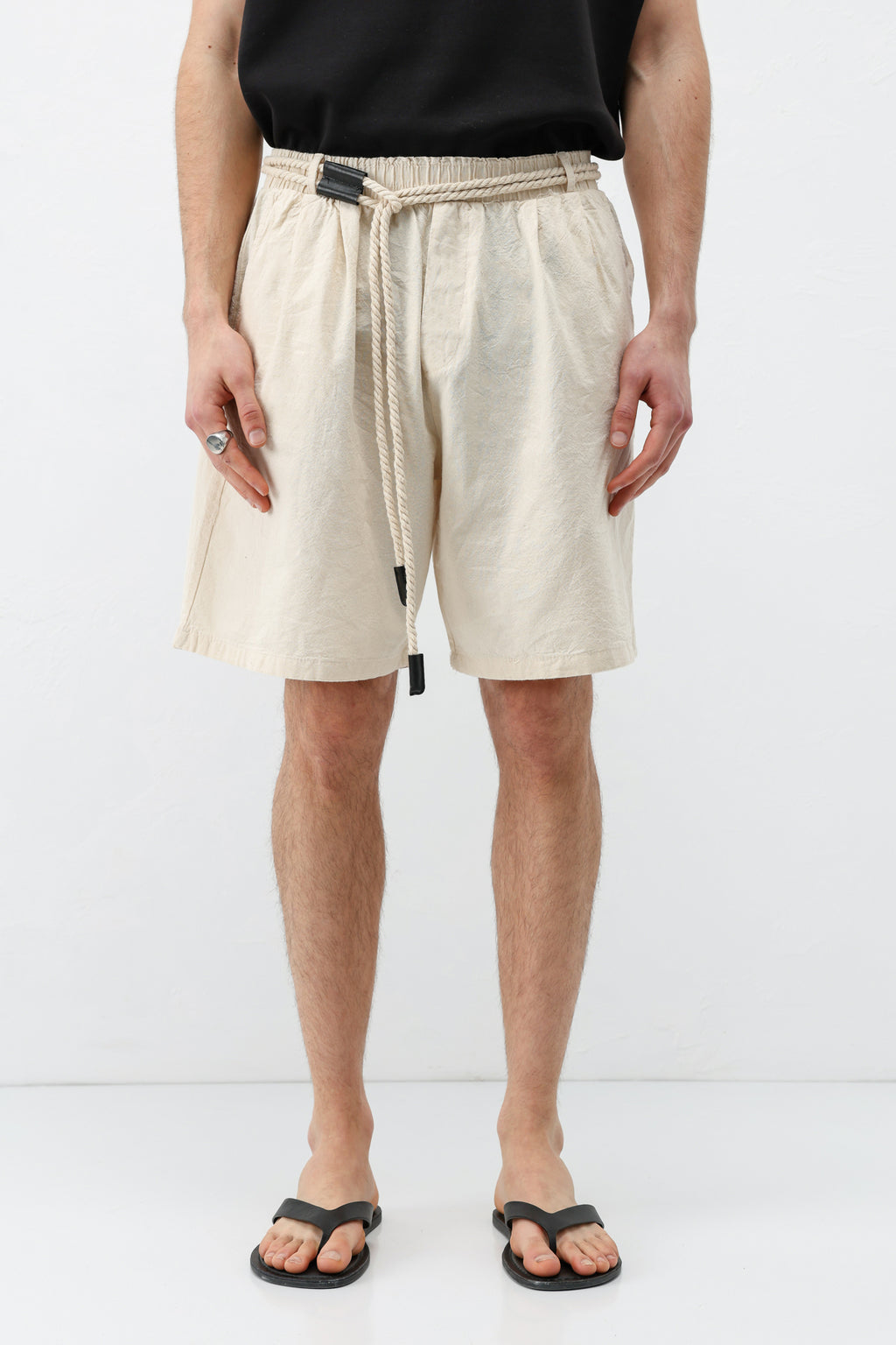 Kemerli Oversize Keten Şort Natural