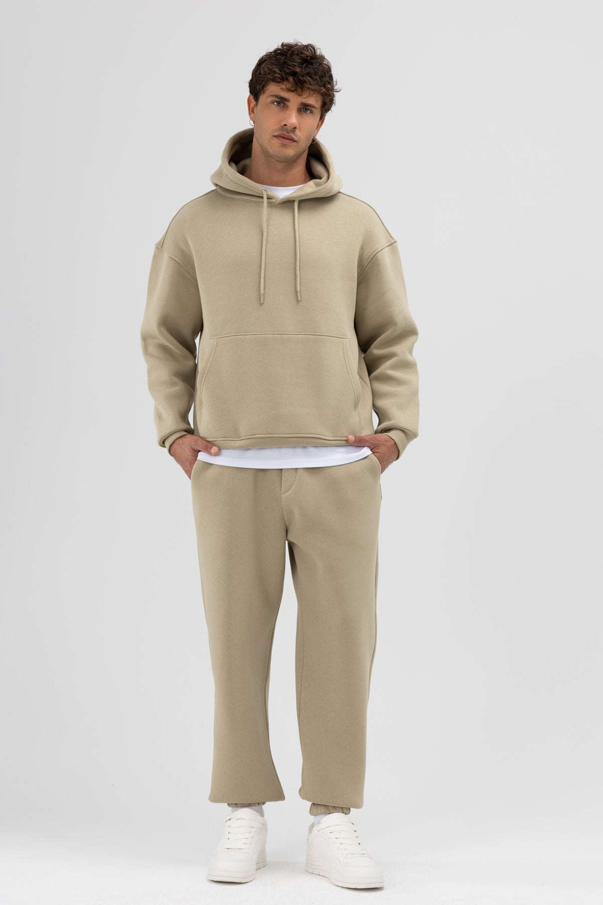 Basic Paça Lastikli Eşofman Alt Haki