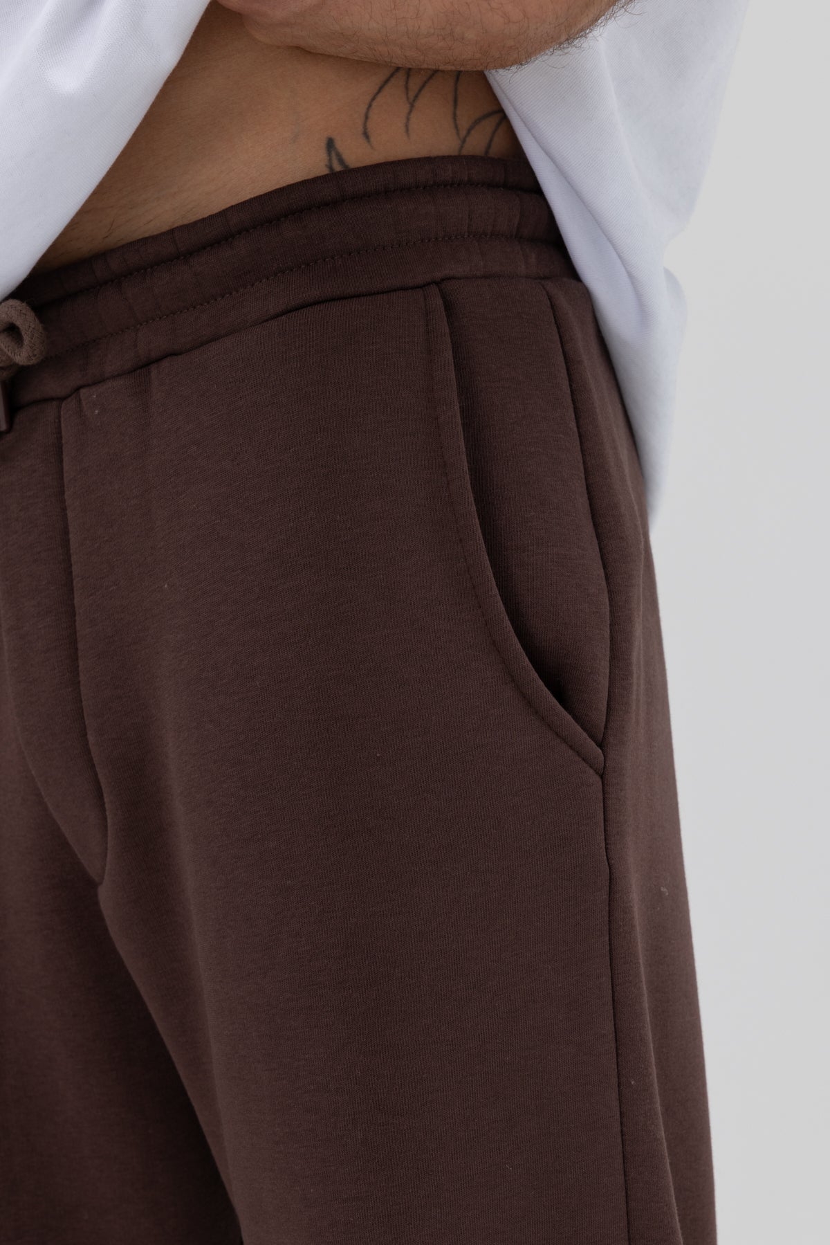 Basic Paça Lastikli Eşofman Alt Kahve