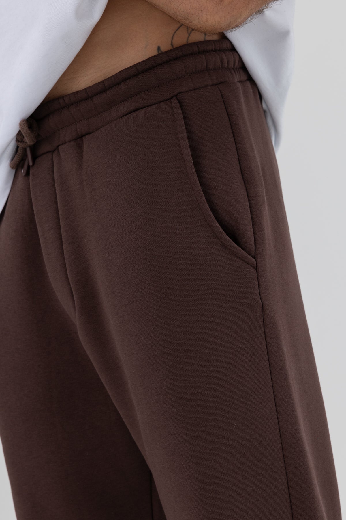 Basic Paça Lastikli Eşofman Alt Kahve